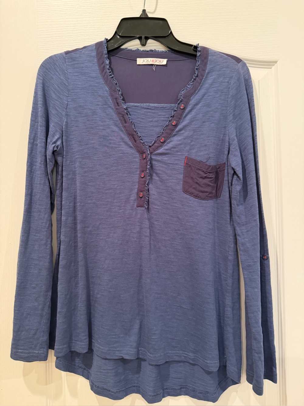 Joy joy Women's Blue Long-Sleeve Henley Top